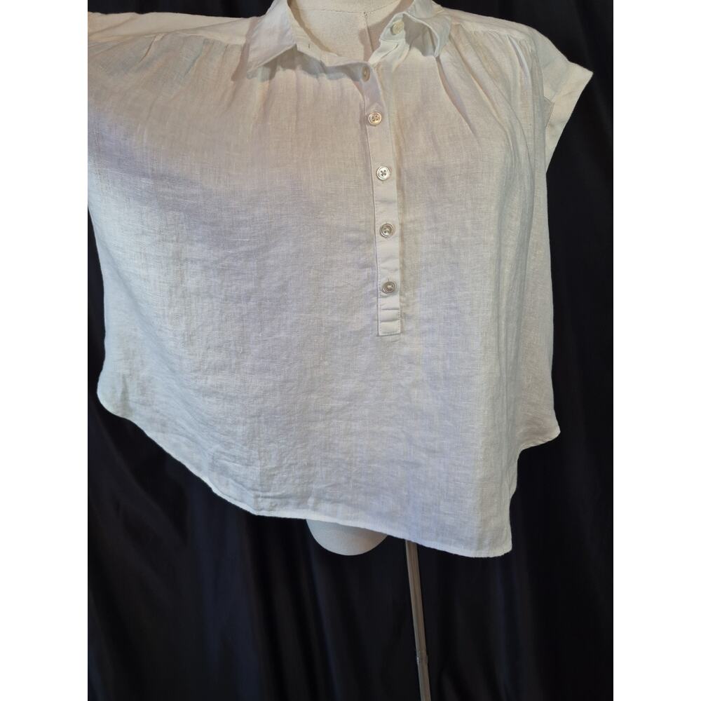 J Crew Baird McNutt Irish Linen White Top Small - Picture 5 of 9
